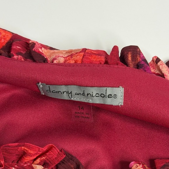 NWT Danny & Nicole Short Sleeve Floral Fit & Flare Dress Womens Size 14 Red - Picture 9 of 12